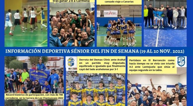 Información deportiva de los equipos sénior (finde del 19 al 20 de noviembre 2022)