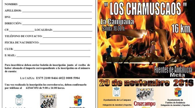 XXIº Carrera Popular ‘Los Chamuscaos’ (boletín de inscripción)