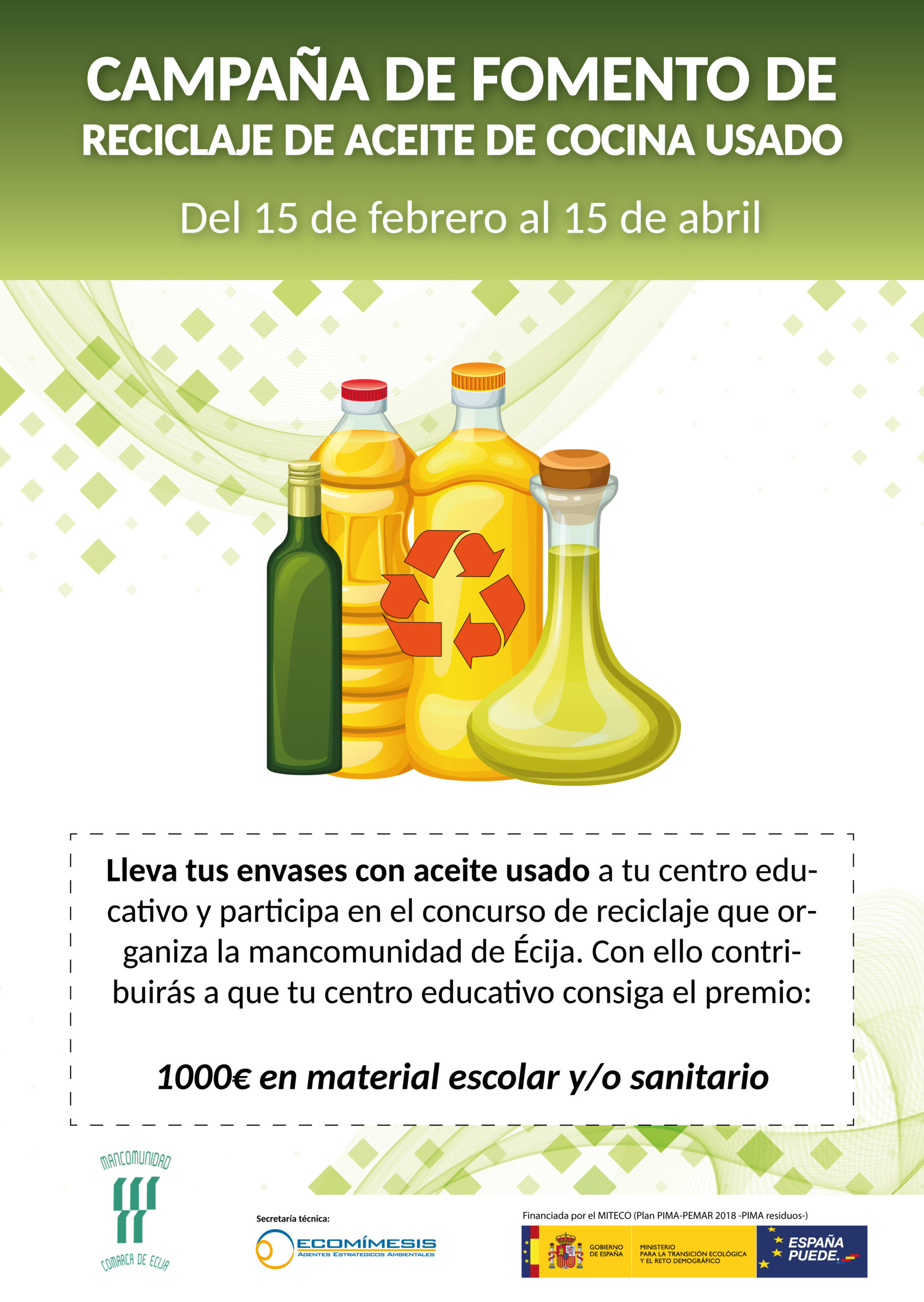 Estribillo Quedar asombrado pizarra Fuentes de Andalucía participará en una campaña para fomentar el reciclaje  de aceites de cocina usados en la comarca -
